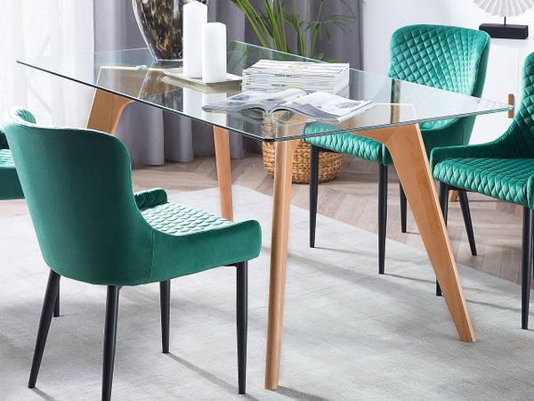 Table de salle à manger HUDSON Marron - Verre - 90 x 75 x 90 cm