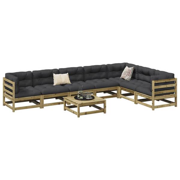 Garten-Lounge-Set 3042326-1 (8-teilig) Braun - Kiefer - 70 x 30 x 70 cm
