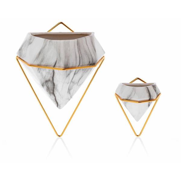 Wand Blumentopf-Set Semela Gold - Weiß