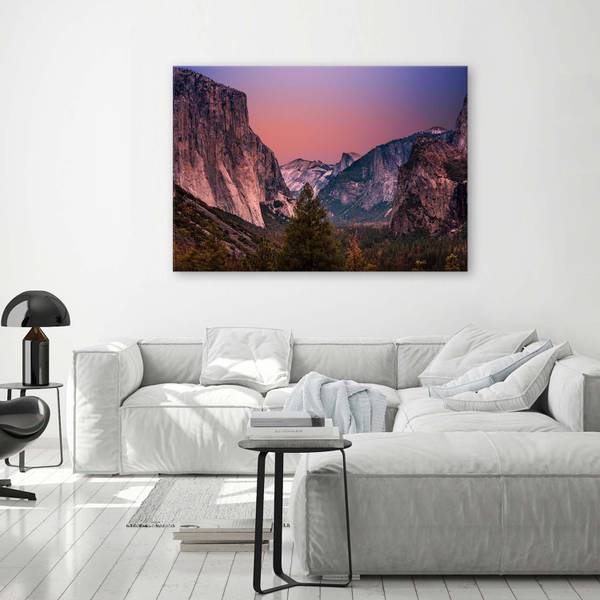 Tableau déco aube dans les montagnes 120 x 80 cm