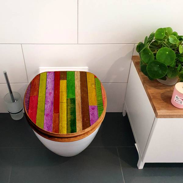 WC-Sitz mit Absenkautomatik Holz Collage Bambus - Holzwerkstoff - 38 x 5 x 49 cm