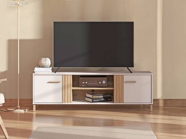 TV-Board LYSANO Beige - Braun - Holz teilmassiv - 164 x 52 x 41 cm