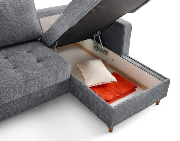 Canapé d'Angle Convertible ANNA Gris