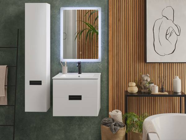 Badezimmerschrank TUDELA 4-tlg Weiß - Holzwerkstoff - 30 x 150 x 46 cm