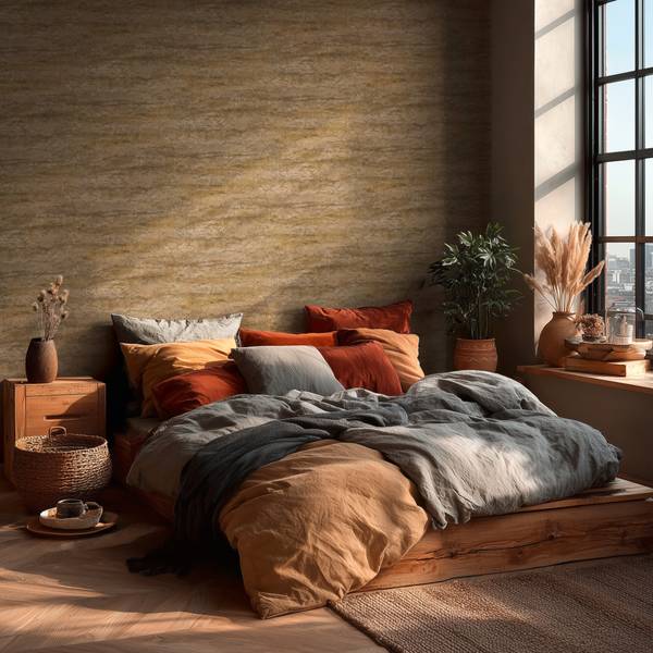 Vliestapete Raw Heritage Stone Beige - Braun - Gelb - Fleece - Vinyl - 53 x 1005 x 1 cm