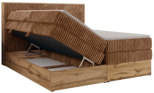 Boxspringbett WOOD CLASSIC KING Messing - Orange - Breite: 184 cm - H3