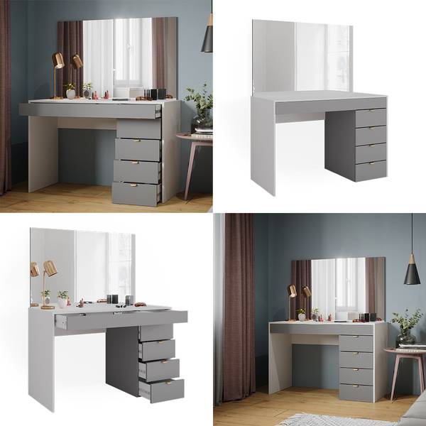 Schminktisch Elise 41341 Grau - Weiß - Holzwerkstoff - 115 x 76 x 55 cm