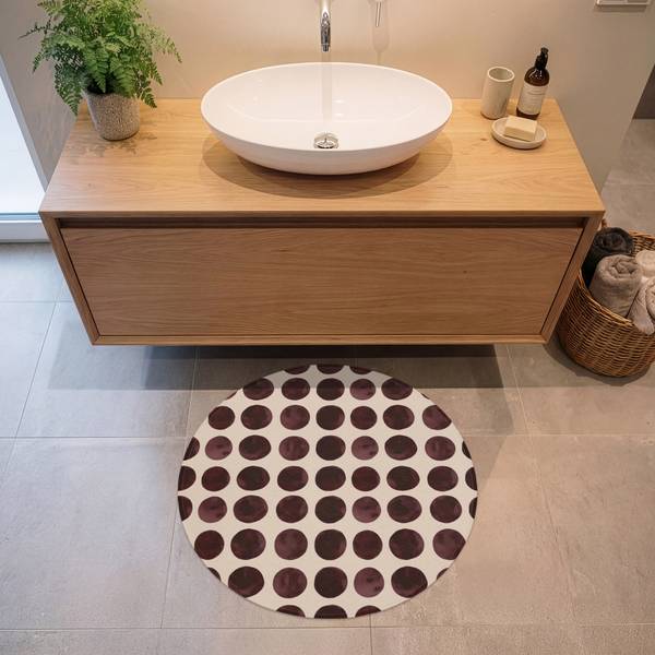 BADEMATTE Punkte Rot - Microfaser - 70 x 70 x 1 cm