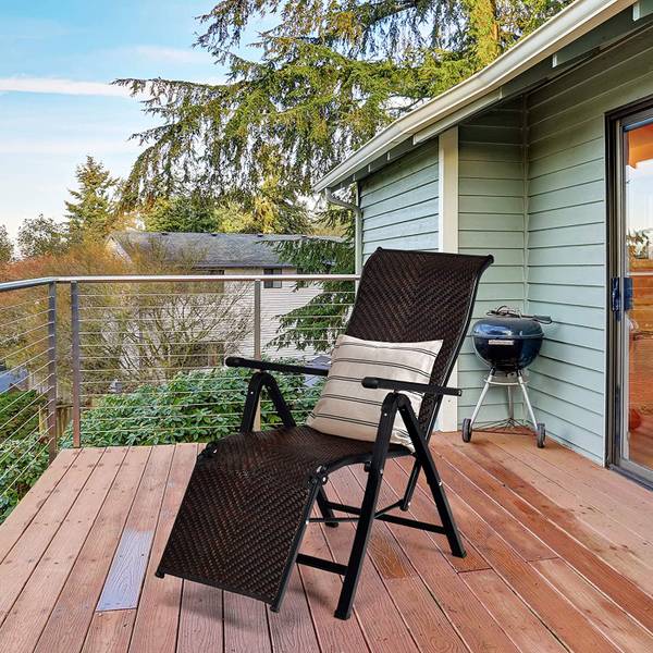 2er Liegestuhl klappbar Braun - Rattan - 59 x 76 x 152 cm