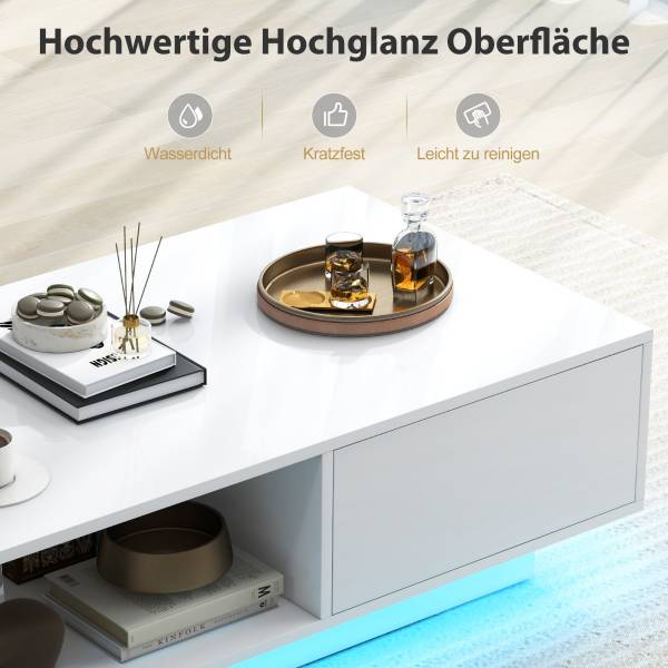 LED Couchtisch JV11839WH Weiß