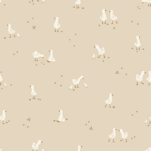 Vliestapete Little Goose Beige - Weiß - Fleece - 52 x 1000 x 2 cm