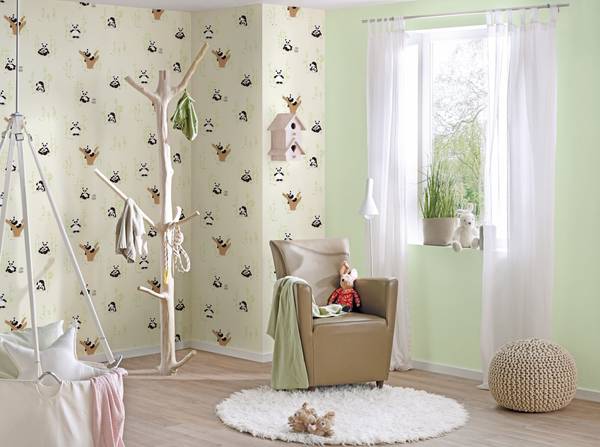 Tiertapete Kinderzimmer Beige Grün Schwarz - Braun - Grün - Weiß - Fleece - 53 x 1005 x 1 cm