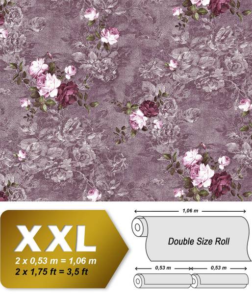 Vliestapete 9045-25 Violett - Textil - 106 x 1 x 1005 cm