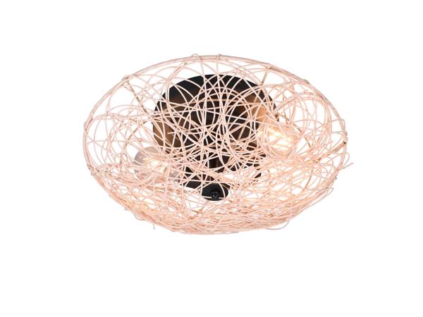 LED Deckenleuchte dimmbar Boho Rattan Beige - Schwarz - Metall - Rattan - 40 x 14 x 40 cm