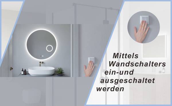 Rund Spiegel Φ 80 cm LED Badspiegel Silber - Glas - 80 x 80 x 3 cm