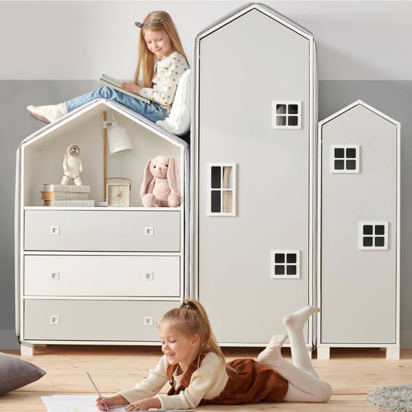 Kindercommode MIRUM grijs - wit - ABS - 80 x 126 x 45 cm