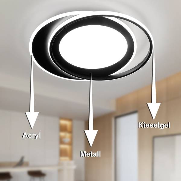 LED Deckenleuchte Sonnensystem Schwarz - Metall - 48 x 7 x 49 cm