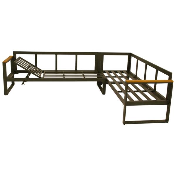 Gartengarnitur KAMPALA 2-teilig Grau - Webstoff - Akazie - Aluminium - 252 x 71 x 187 cm