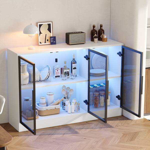 Vitrinekast BAGLA25 Ⅱ wit - plaatmateriaal op houtbasis - 120 x 30 x 120 cm
