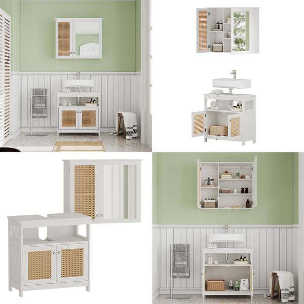 Badmöbel-Set Rosario 40445, 2er Set Weiß - Holzwerkstoff - 60 x 60 x 30 cm