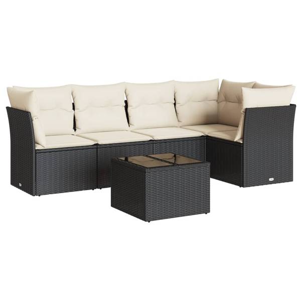 Garten-Lounge-Set 3034235-2 (6-teilig) Schwarz - Creme - Weiß