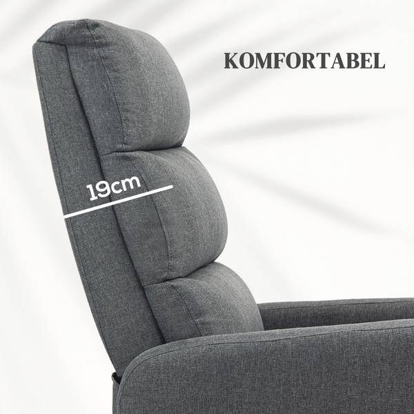 Fernsehsessel 713-192V90CG Grau - Leinen - Polyester - 62 x 105 x 87 cm