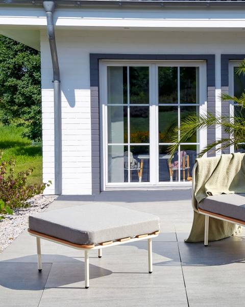 Repose-pied SENISE Marron - Gris - Blanc - Métal - 74 x 43 x 74 cm