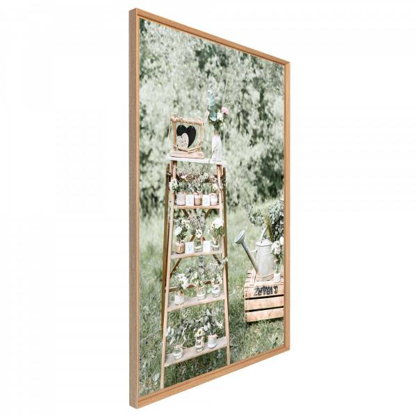 Tableau mural mat encadré escabeau deco Vert - Acacia - 95 x 65 x 3 cm