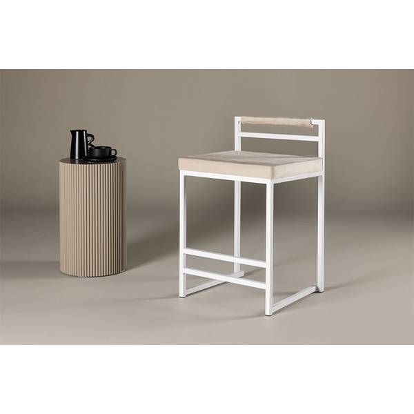 Barkruk Opelika beige - deels massief hout - 45 x 80 x 41 cm