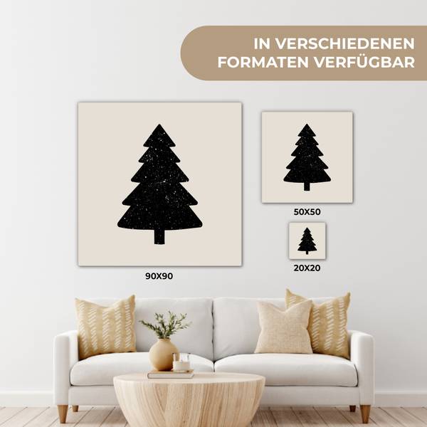 LEINWANDBILD Weihnachtsbaum Schwarz - Baumwollstoff - 20 x 20 x 2 cm
