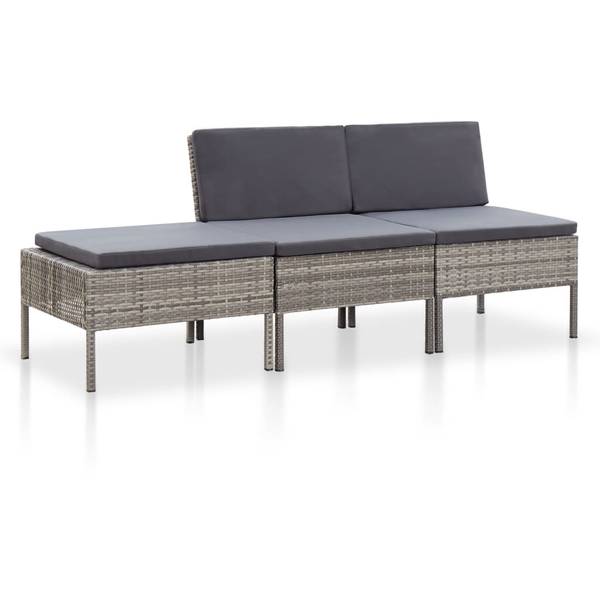 3-tlg. Garten-Lounge-Set XT6915 Grau - Rattan