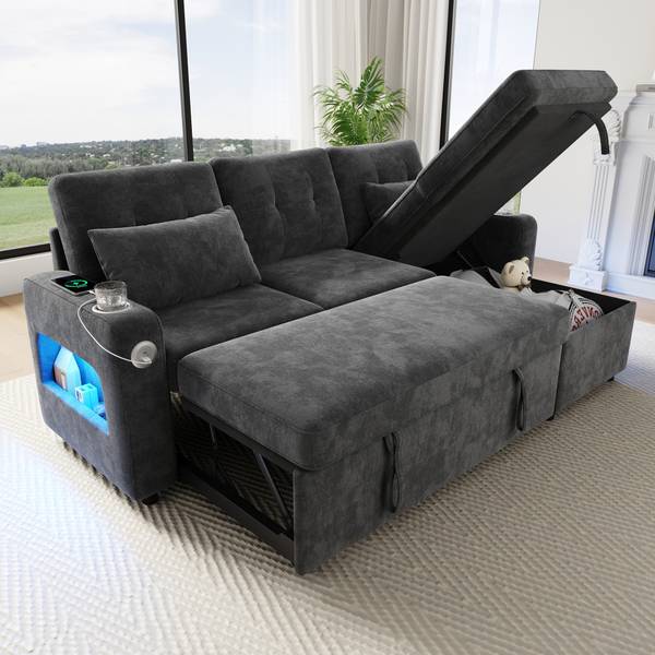 Schlafsofa ChenilLade Ⅲ Grau - Chenille - 131 x 85 x 206 cm