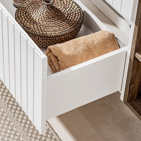 Badmöbel-Set IRAKLIO-56-61 3er-Set Weiß - Holzwerkstoff - 135 x 200 x 46 cm