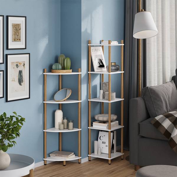Hoekrek Bivio 57478 lichte pijnboomhouten look - zuiver wit - Sonoma eikenhouten look - wit