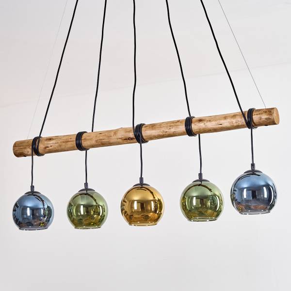 Pendelleuchte Cesaro Blau - Gold - Grün - Eukalyptus - Aluminium - Klarglas - 7 x 150 x 100 cm