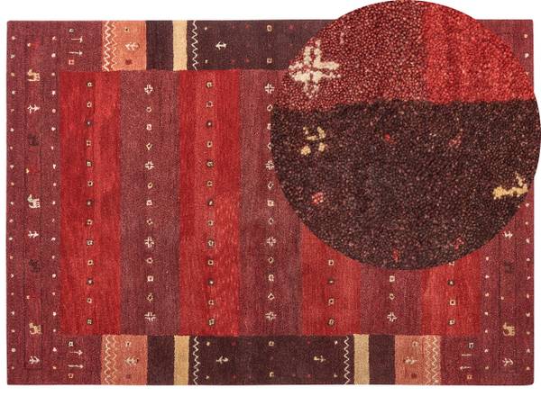 Teppich SINANLI Orange - Rot - Gelb - Echtfell - 160 x 2 x 230 cm