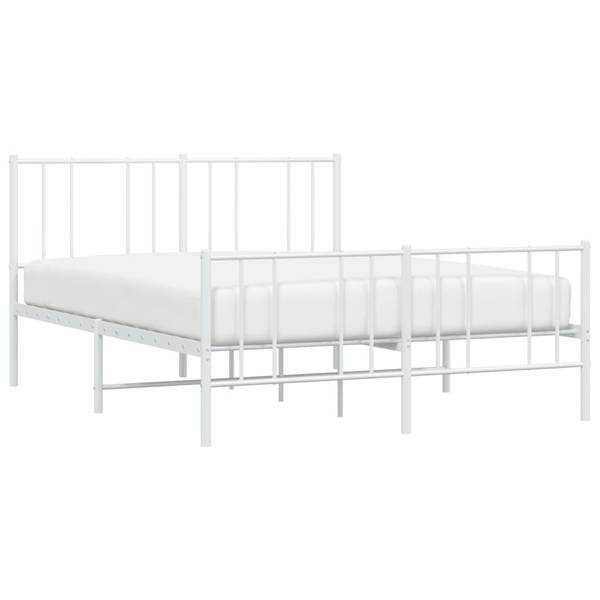 Bettgestell mit Kopf- und Fußteil X223 Weiß - Metall - 142 x 90 x 196 cm