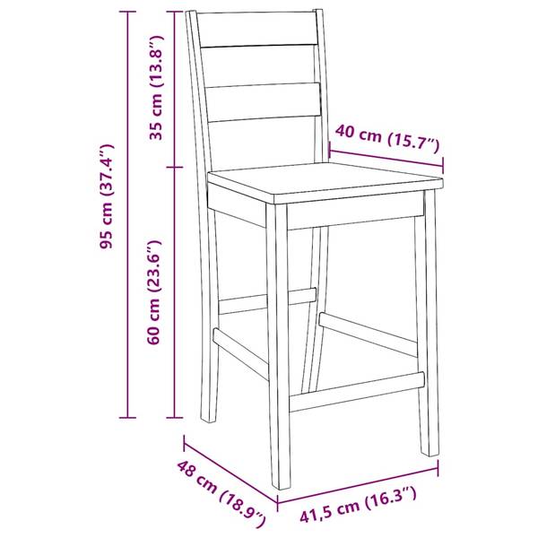 Barhocker 3043932-2 2er Set Braun - Massivholz - 41 x 95 x 48 cm