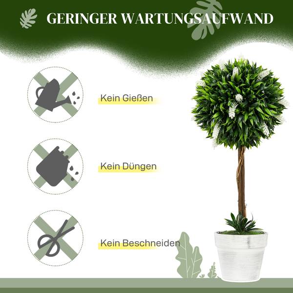 Künstliche Lavendel CD93 2er-Set Weiß - Kunststoff - 15 x 60 x 15 cm