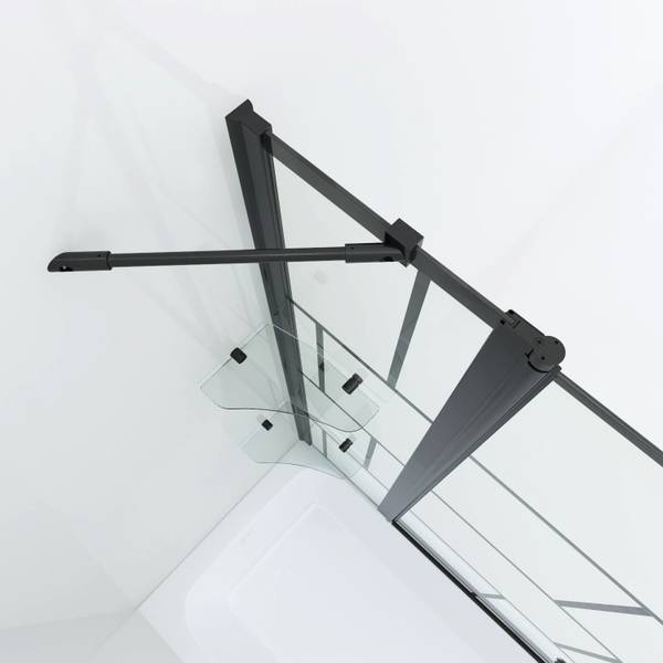 Duschabtrennung Badewannenaufsatz Schwarz - Glas - 150 x 140 x 0 cm