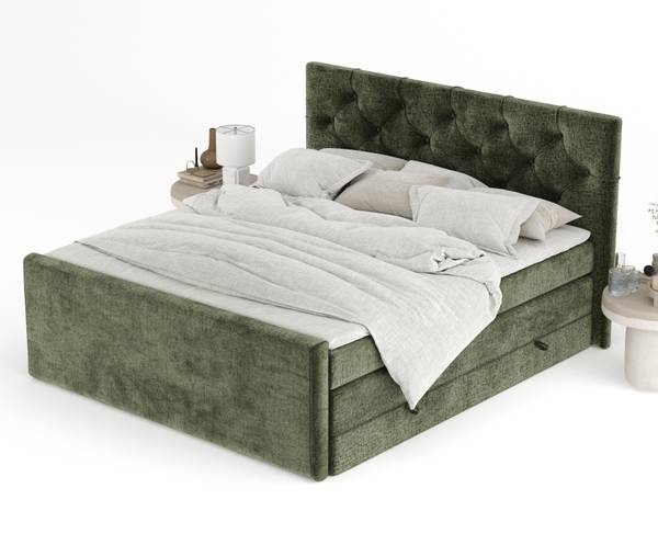 Boxspringbett Hugo Olivgrün - Liegefläche Breite: 180 cm