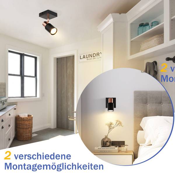 Spot plafond Ahaus 1 ampoules Noir - Métal - 9 x 15 x 9 cm