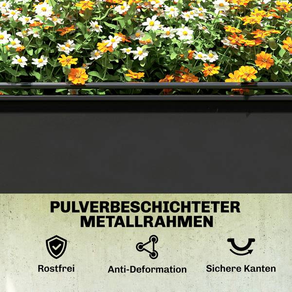 Hochbeet mit Gewächshaus 84H-571V00BK Schwarz - Metall - 49 x 136 x 100 cm