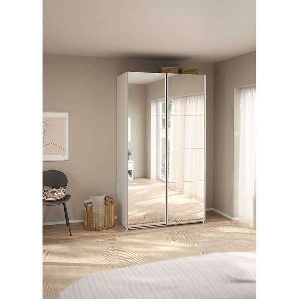 Schiebetürenschrank Catania (2-türig) Weiß - Holzwerkstoff - Textil - 119 x 221 x 67 cm