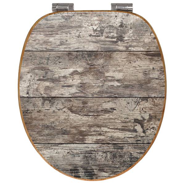WC-Sitz mit Absenkautomatik Alte Planken Braun - Bambus - Holzwerkstoff - 38 x 5 x 49 cm