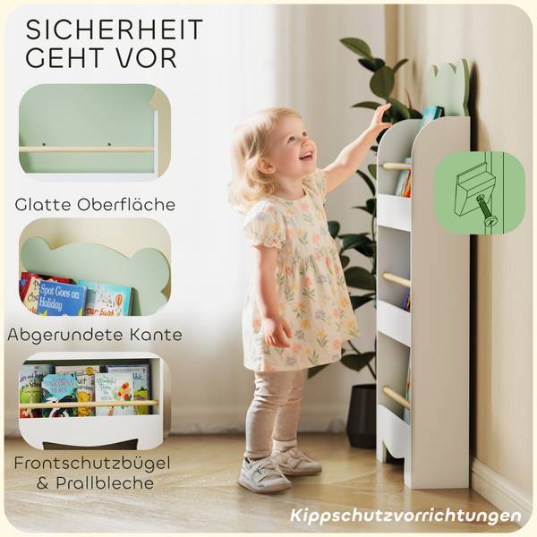 Kinder Bücherregal 311-095V90GN Grün