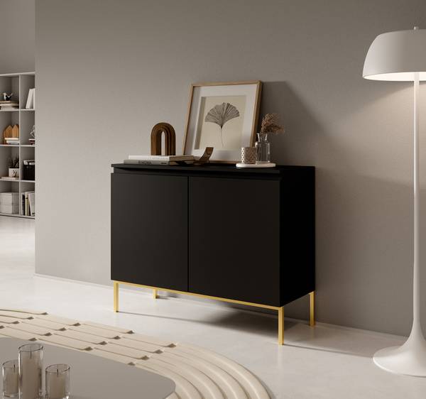 Sideboard BEMMI Schwarz - Melamin - 28 x 77 x 35 cm