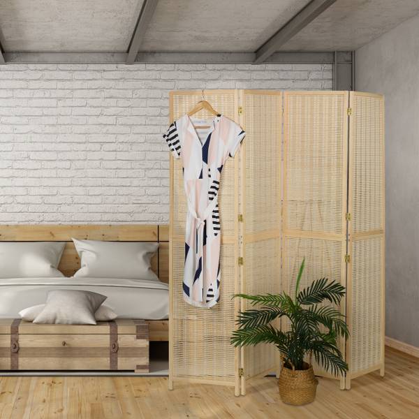 Bambus Paravent 4-teilig Braun - Holzverbundwerkstoff - 182 x 180 x 2 cm