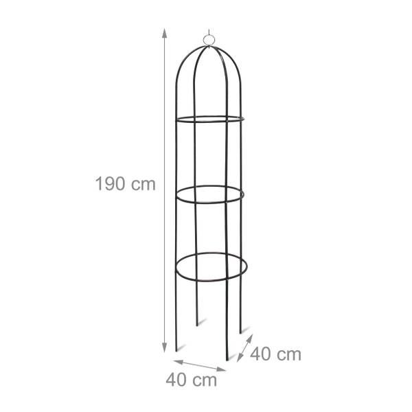 2x Rankhulp obelisk groen - staal - 40 x 190 x 40 cm