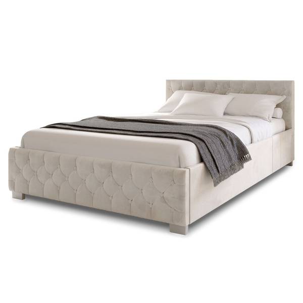Polsterbett Nizza Beige - Breite: 140 cm